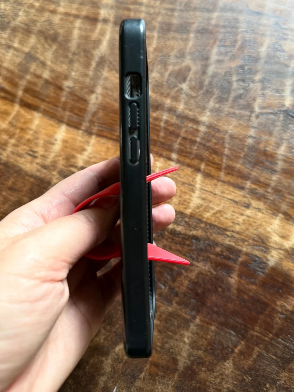 Loopy iPhone 13 Black Phone Case with Red Grip Loop - Righty